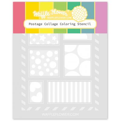 Waffle Flower Stencil - Postage Collage Coloring